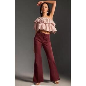 NWOT Pilcro Women's Burgundy Demilune Utility Straight boot Leg Pants sz 29